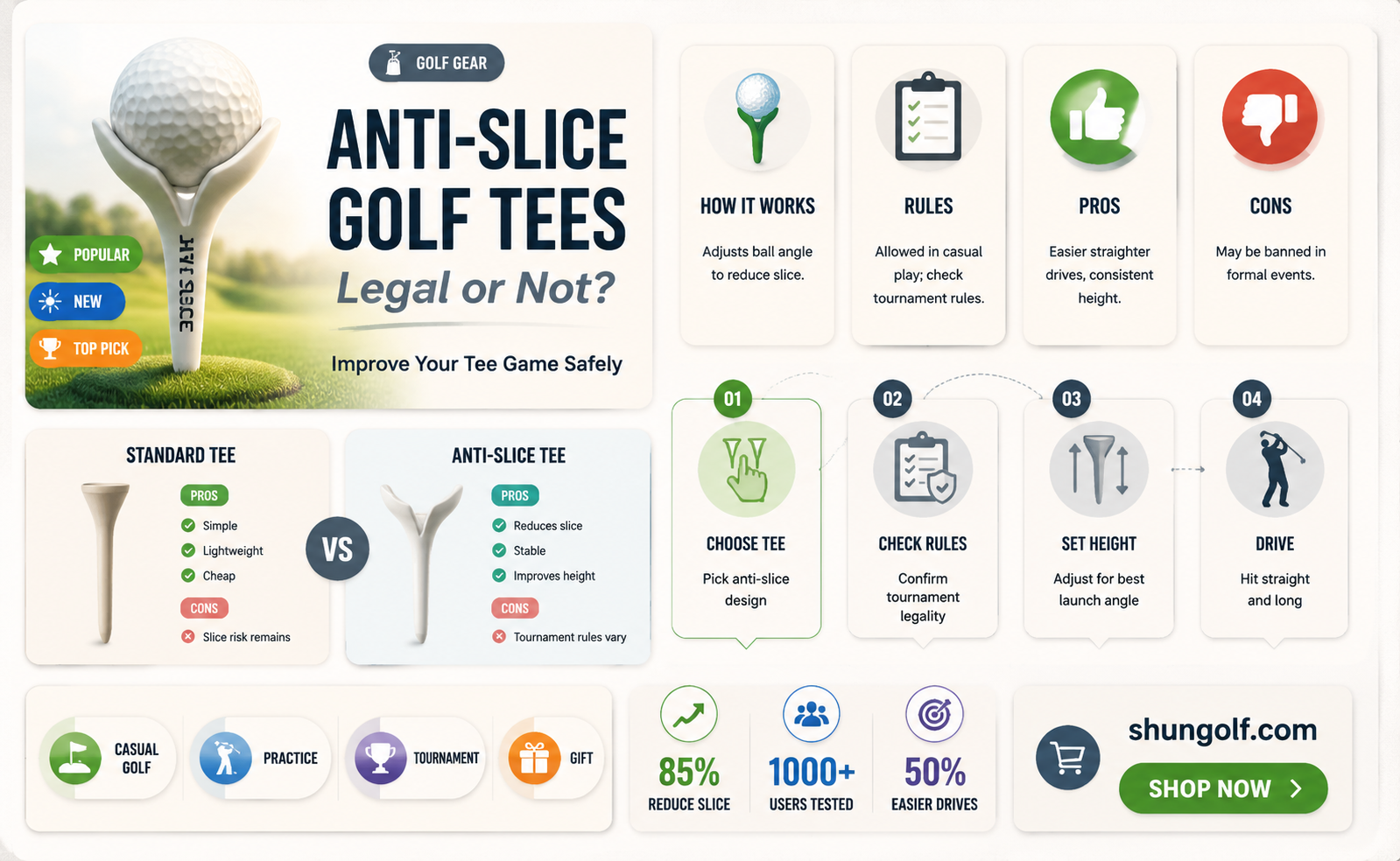 are anti slice golf tees legal
