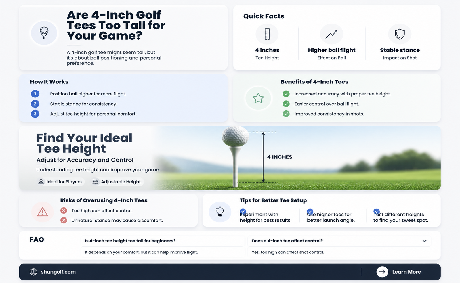 are 4 inch golf tees to tall