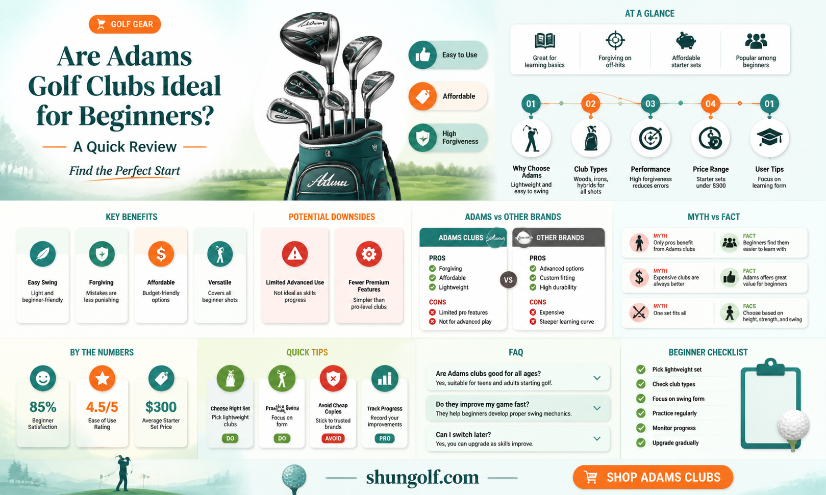 are adams golf clubs good for beginners