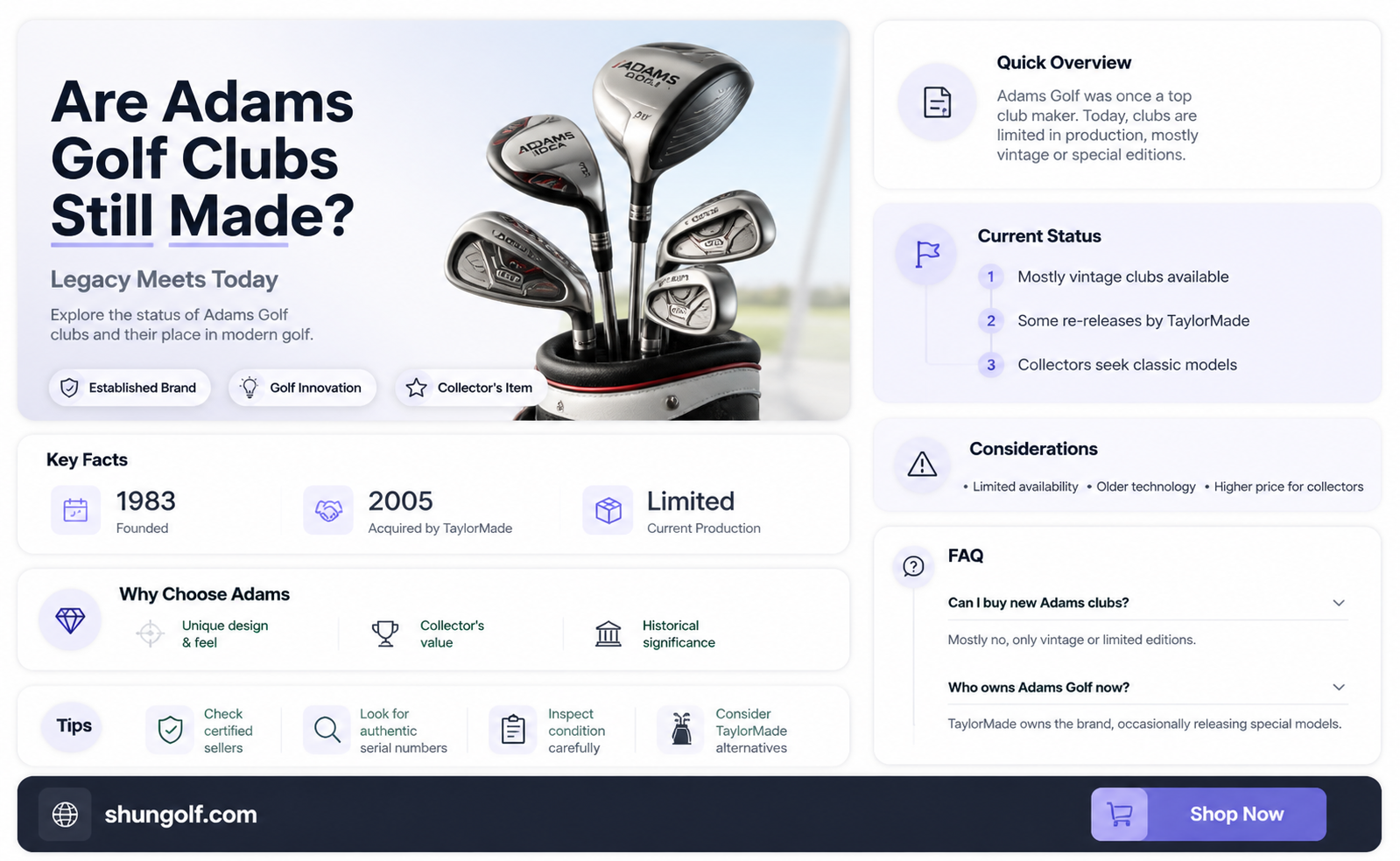 are adams golf clubs still being made