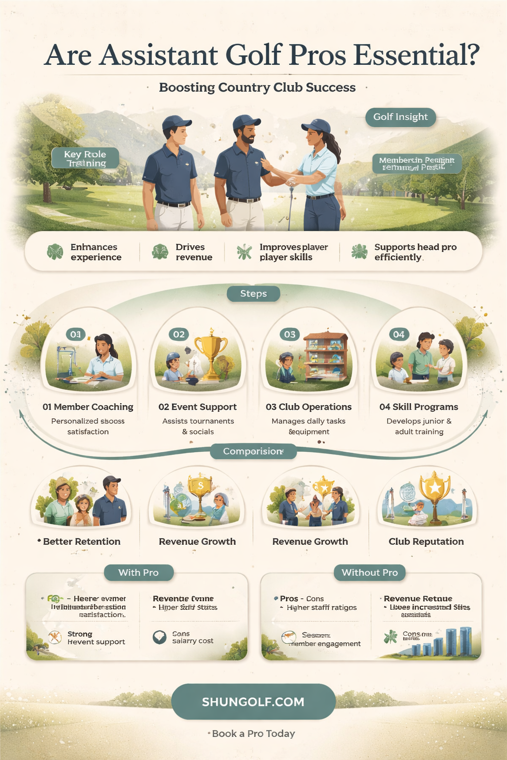are assistant golf pros necessary at country club