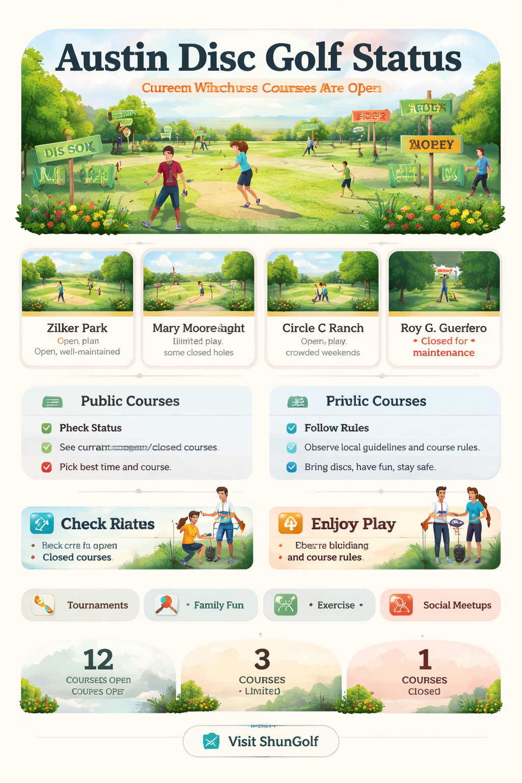 are austin disc golf courses open