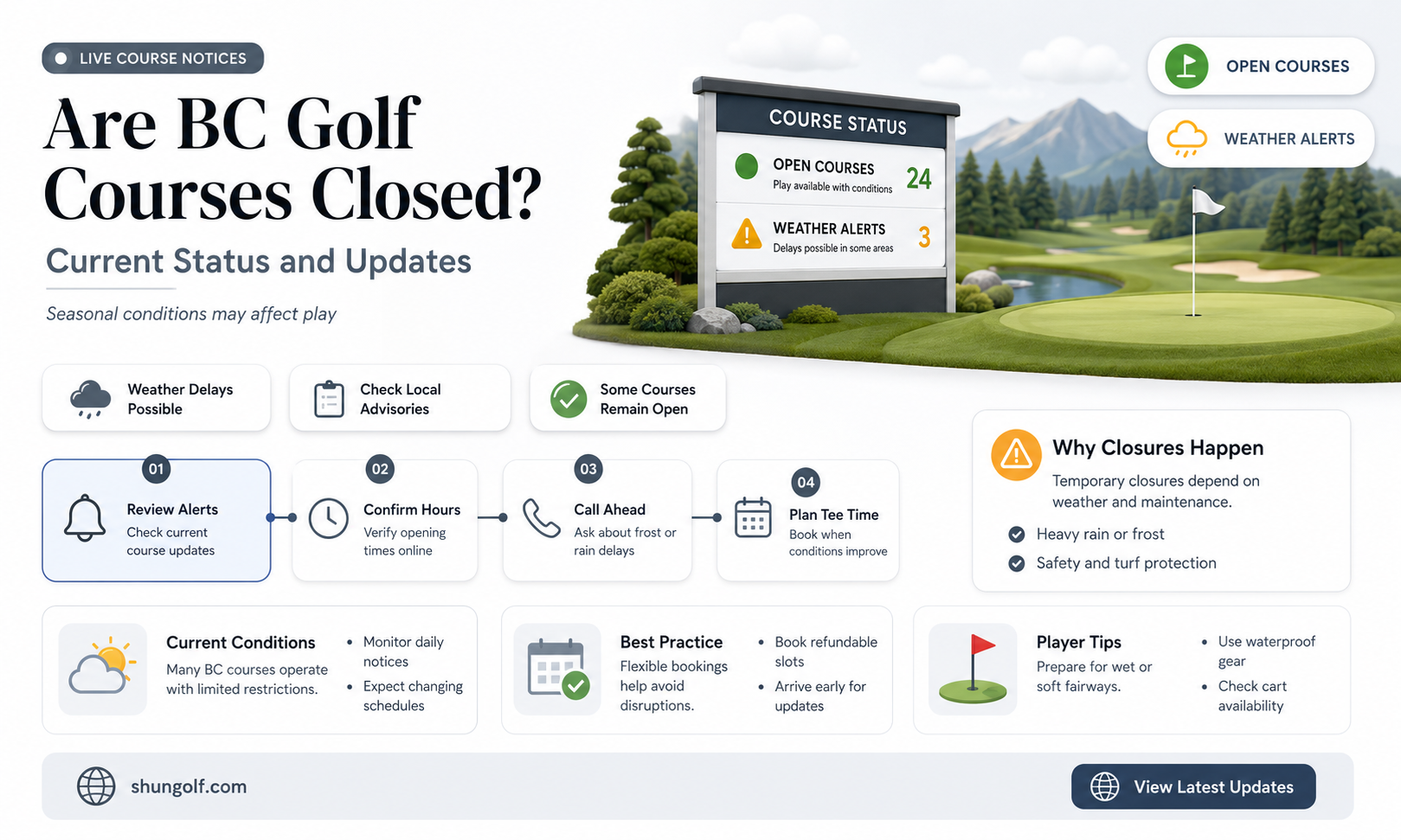are golf courses closed in bc