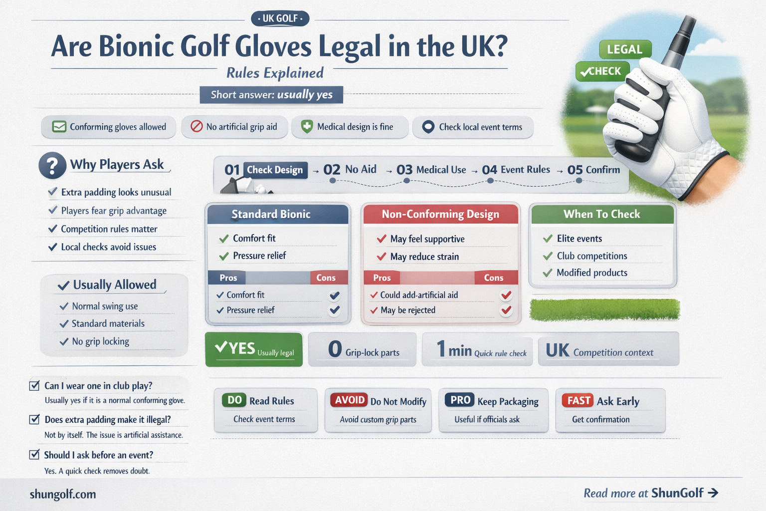 are bionic golf gloves legal in uk