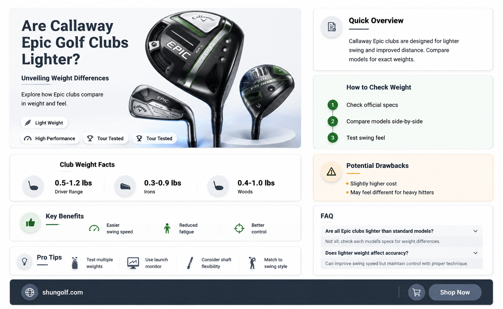 are callaway epic golf clubs lighter