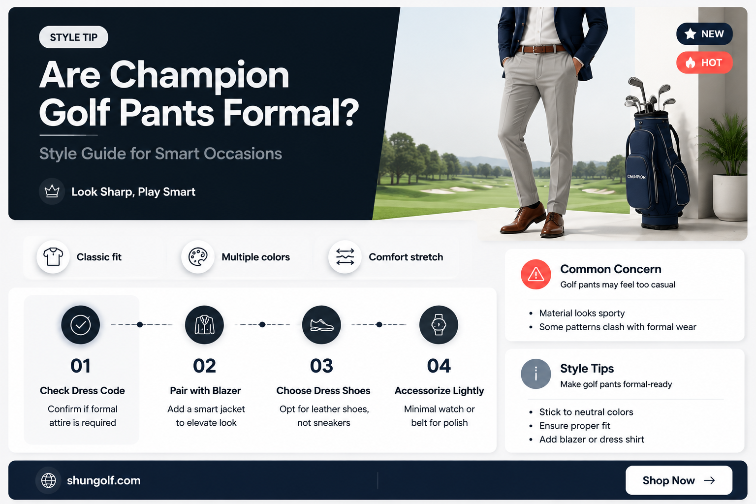are champion golf pants considered dress pants