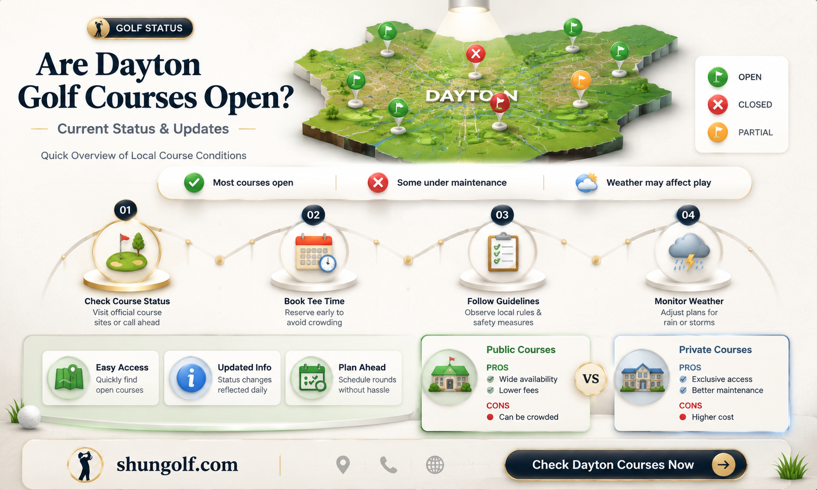 are dayton golf courses open