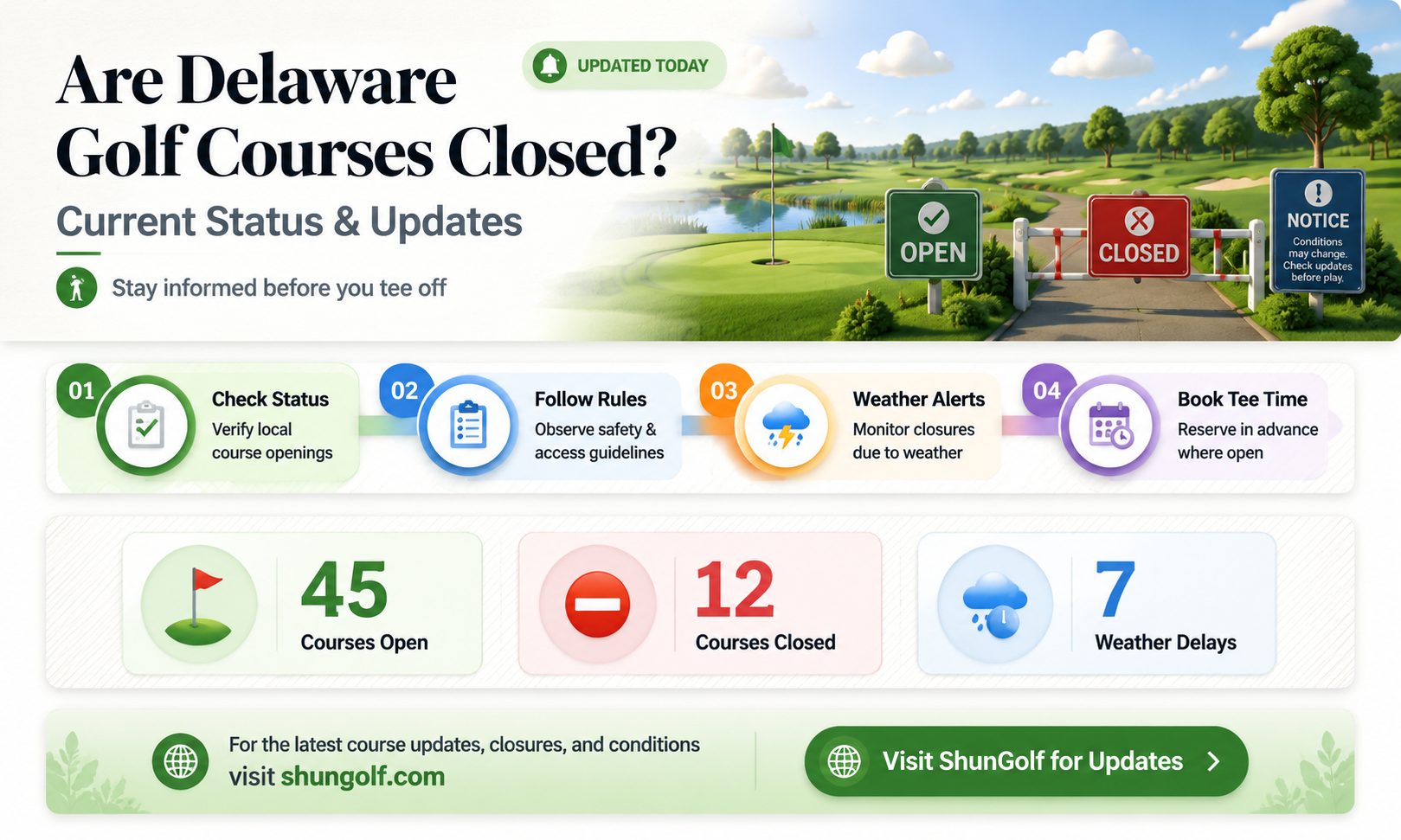 are delaware golf courses closed