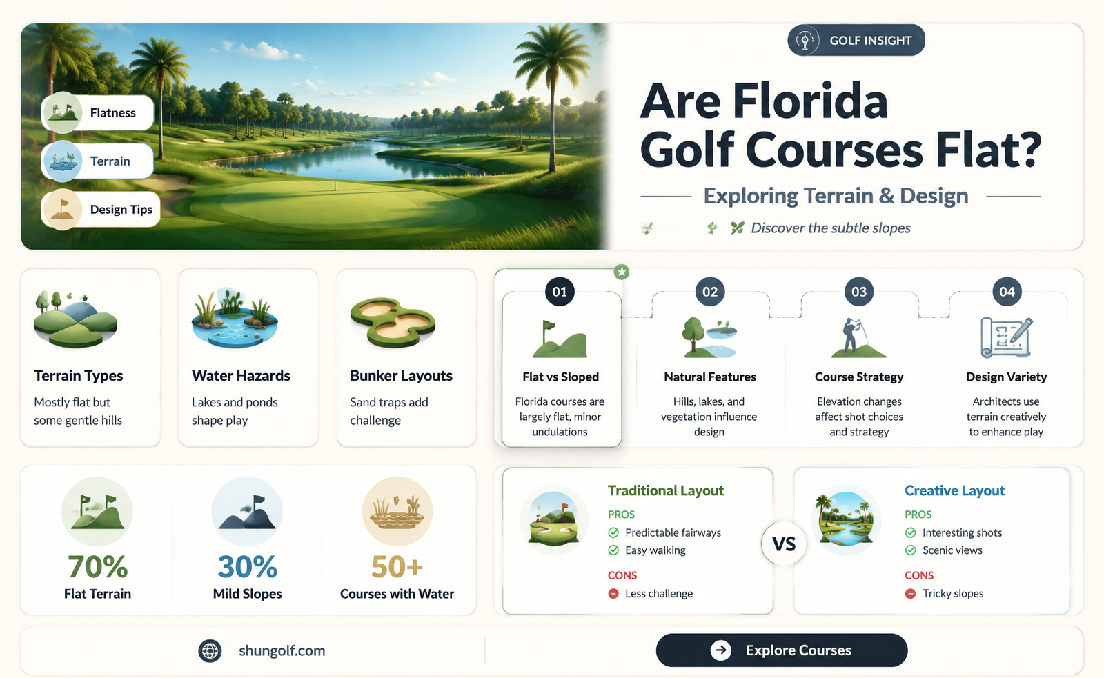 are florida golf courses flat