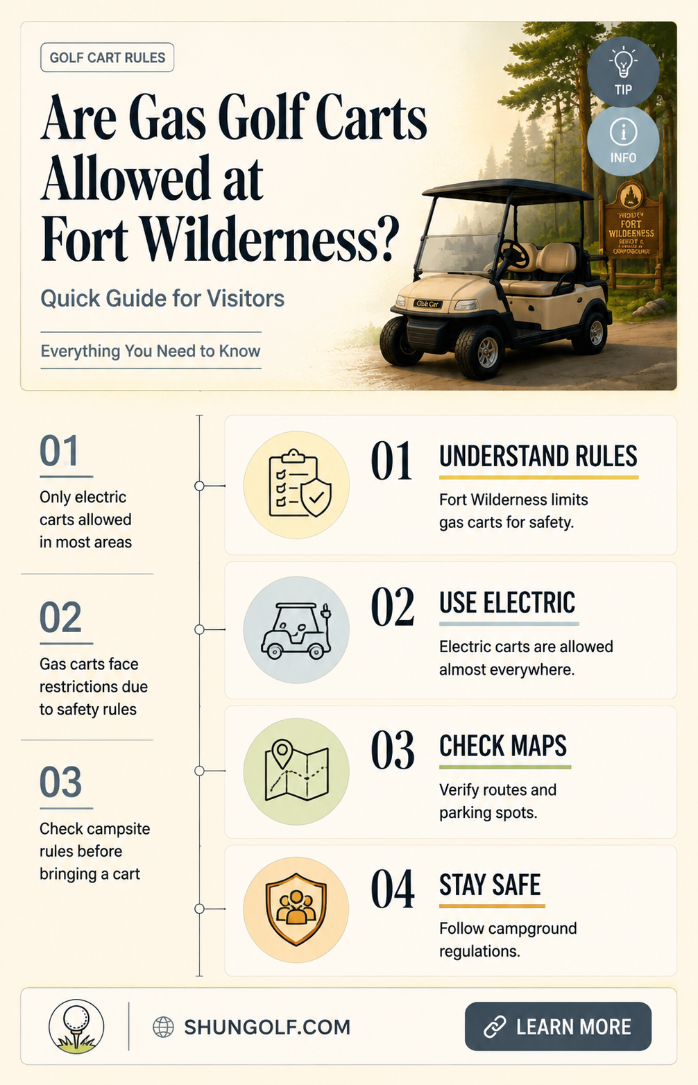 are gas golf carts allowed at fort wilderness