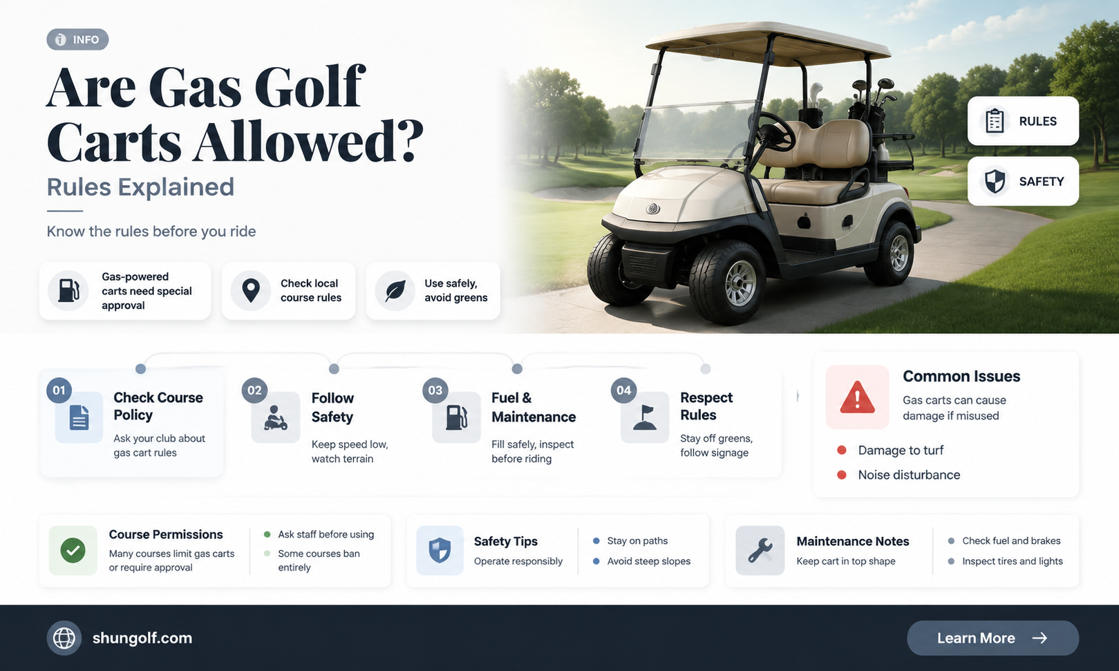 are gas golf carts allowed on golf courses