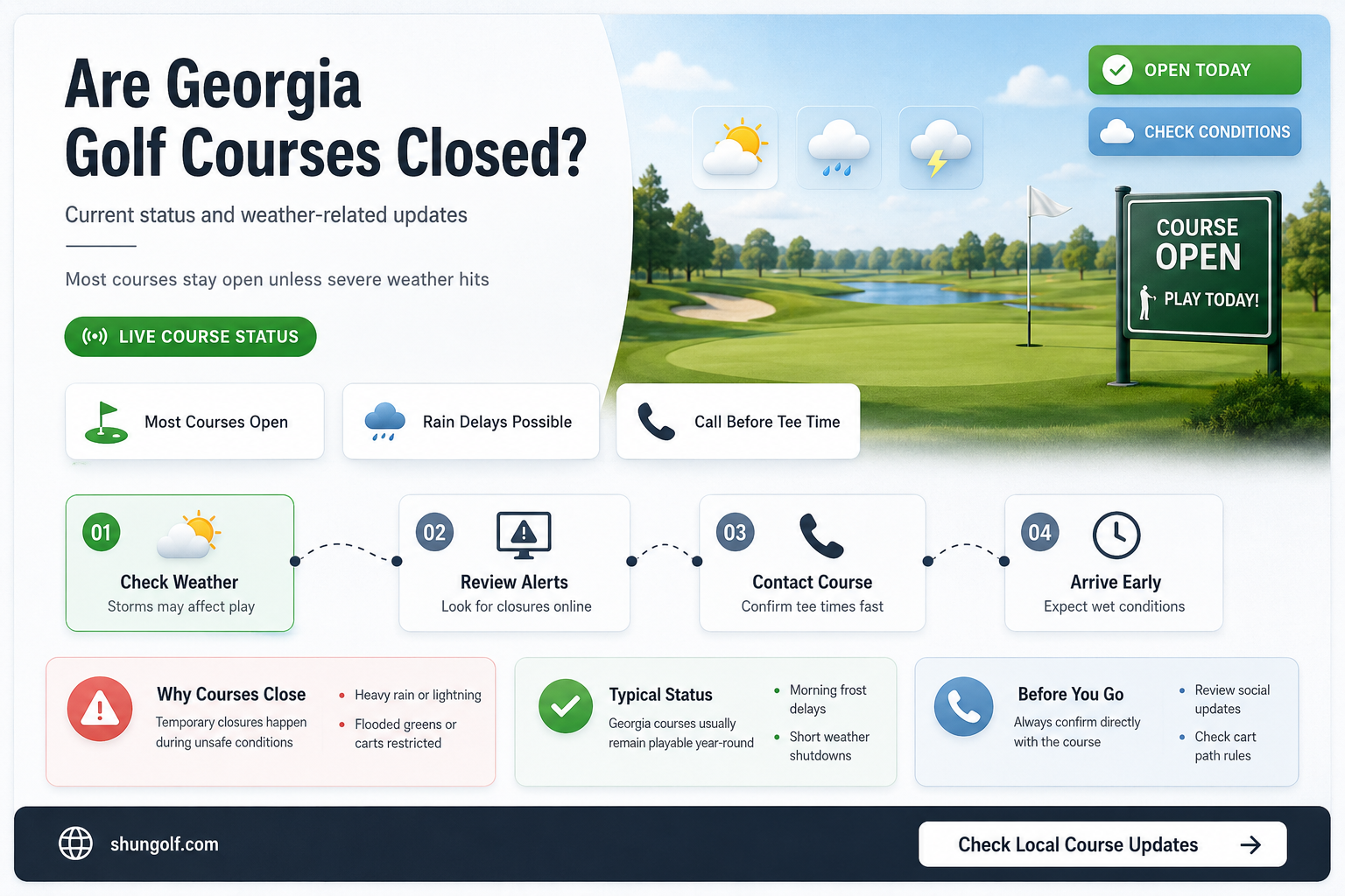 are georgia golf courses closed