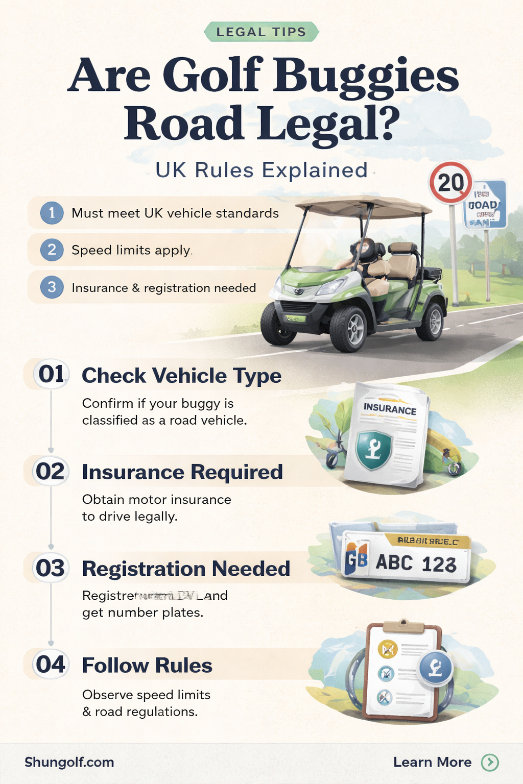 are golf buggies road legal in uk