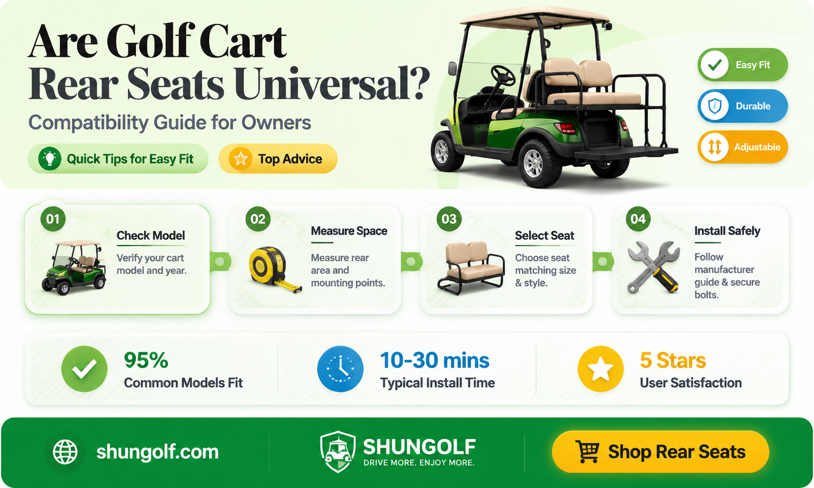 are golf cart rear seats universal
