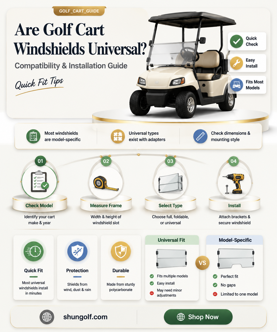 are golf cart windshields universal