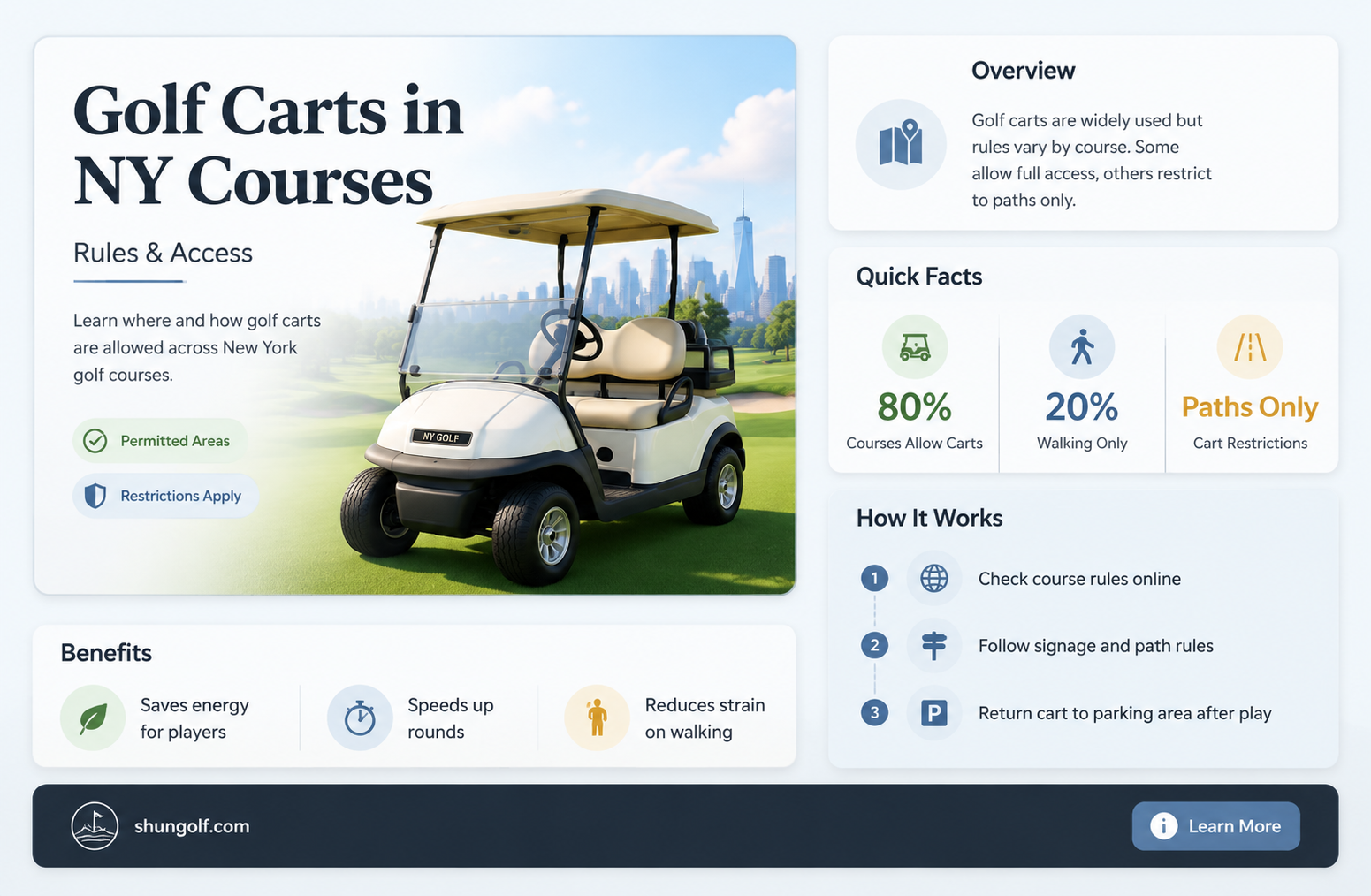 are carts allowed on ny golf courses
