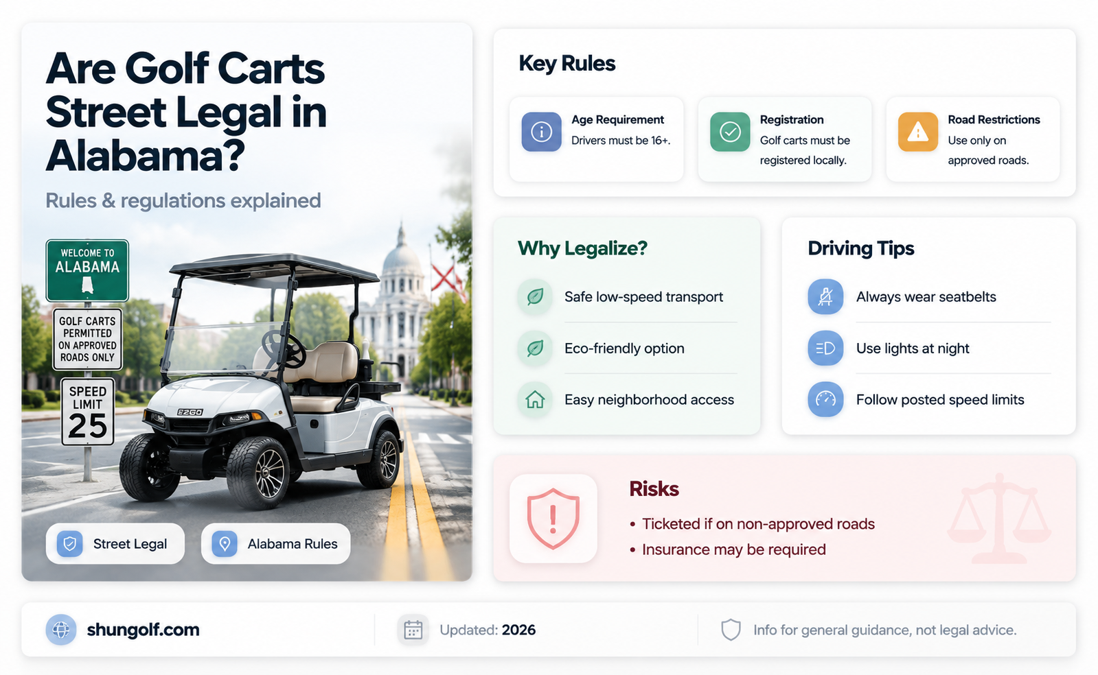 are golf carts street legal in alabama