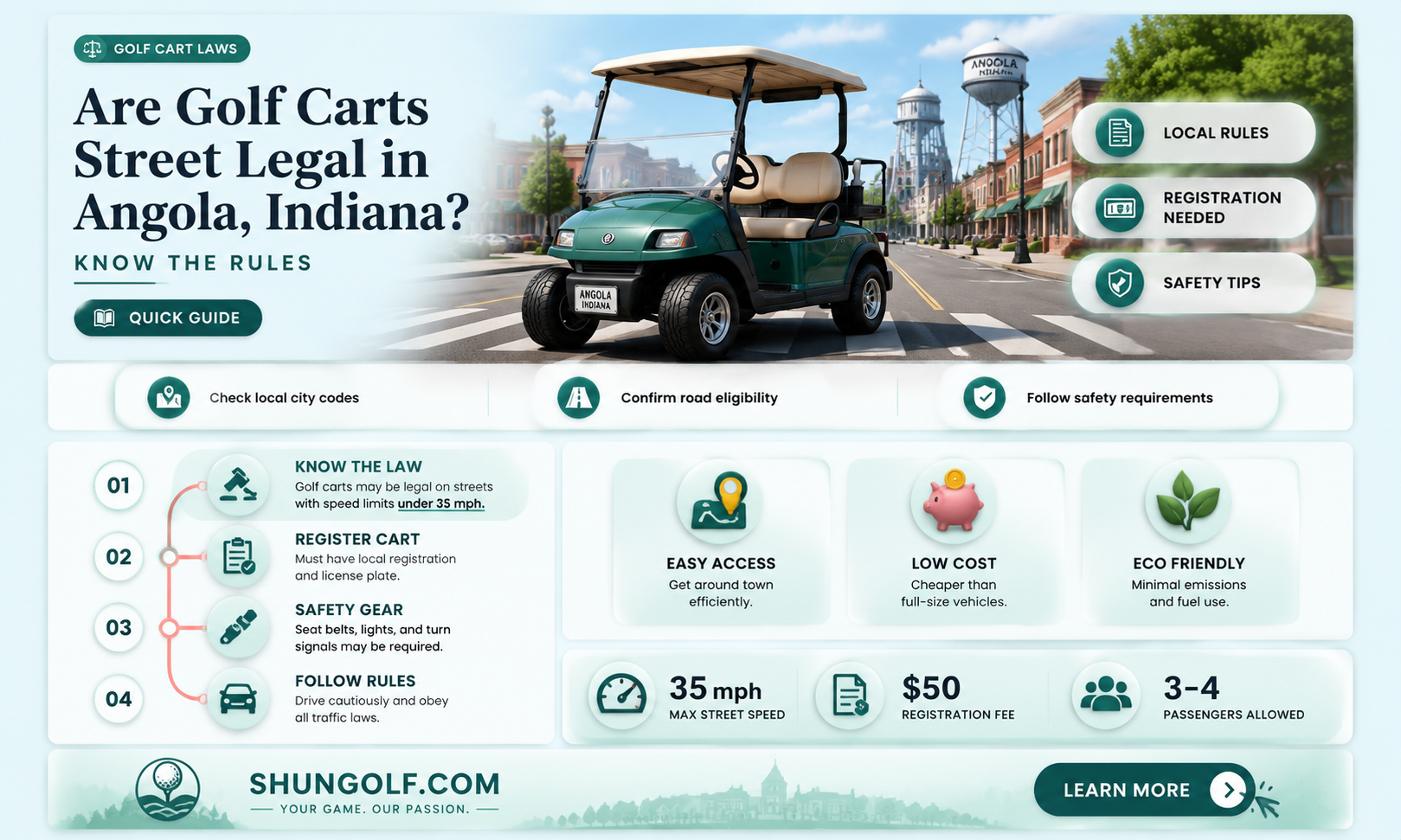 are golf carts street legal in angola indiana