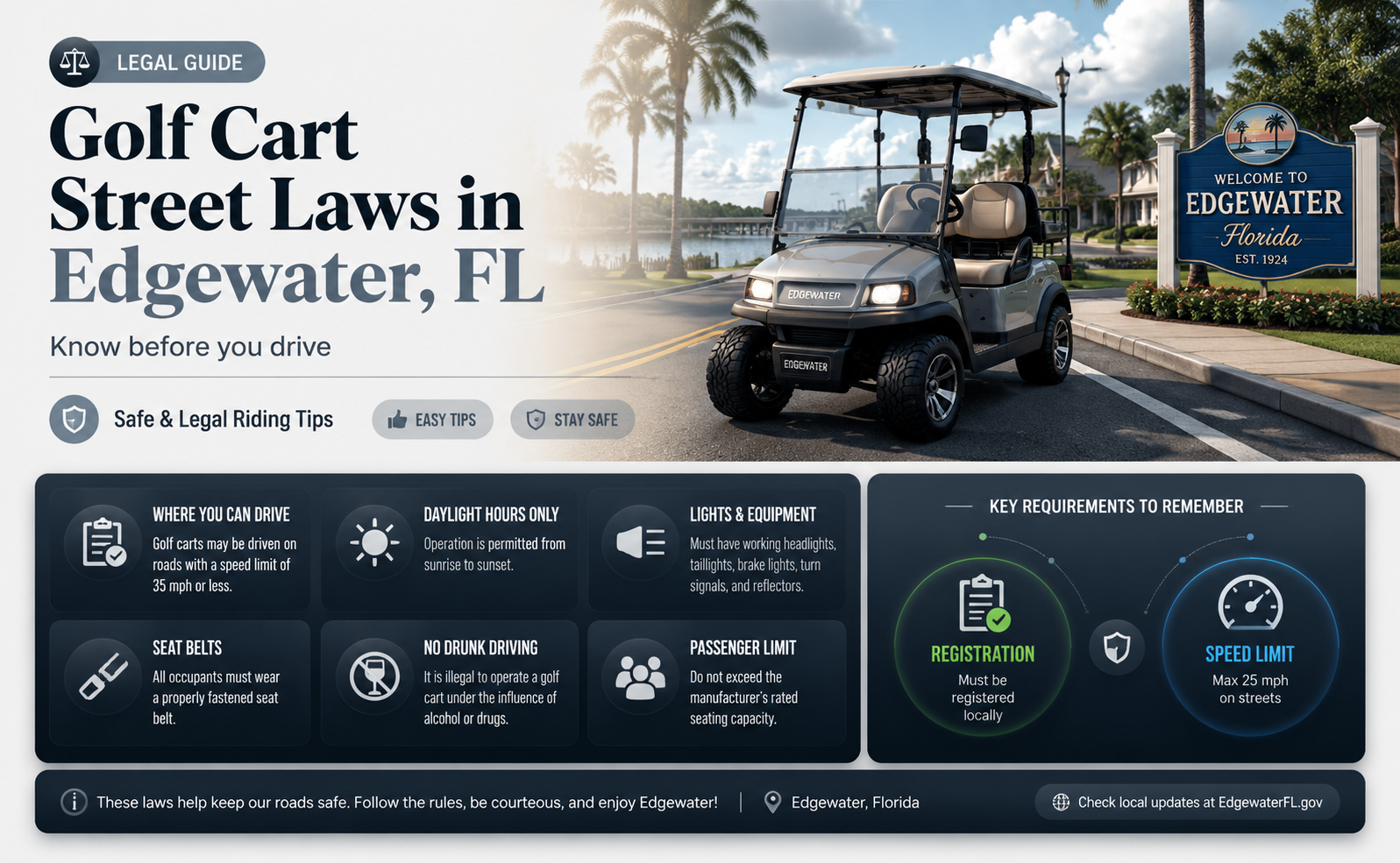 are golf carts street legal in edgewater fl