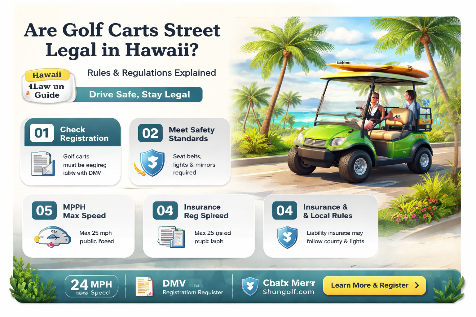 are golf carts street legal in hawaii