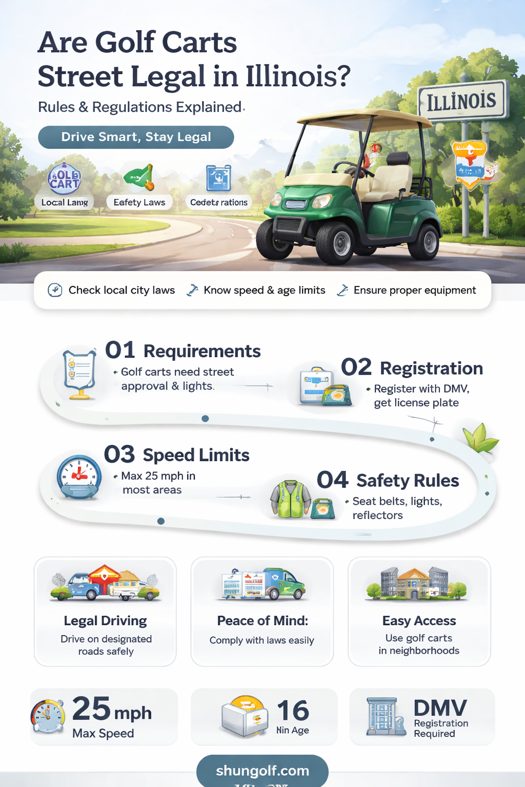are golf carts street legal in illinois
