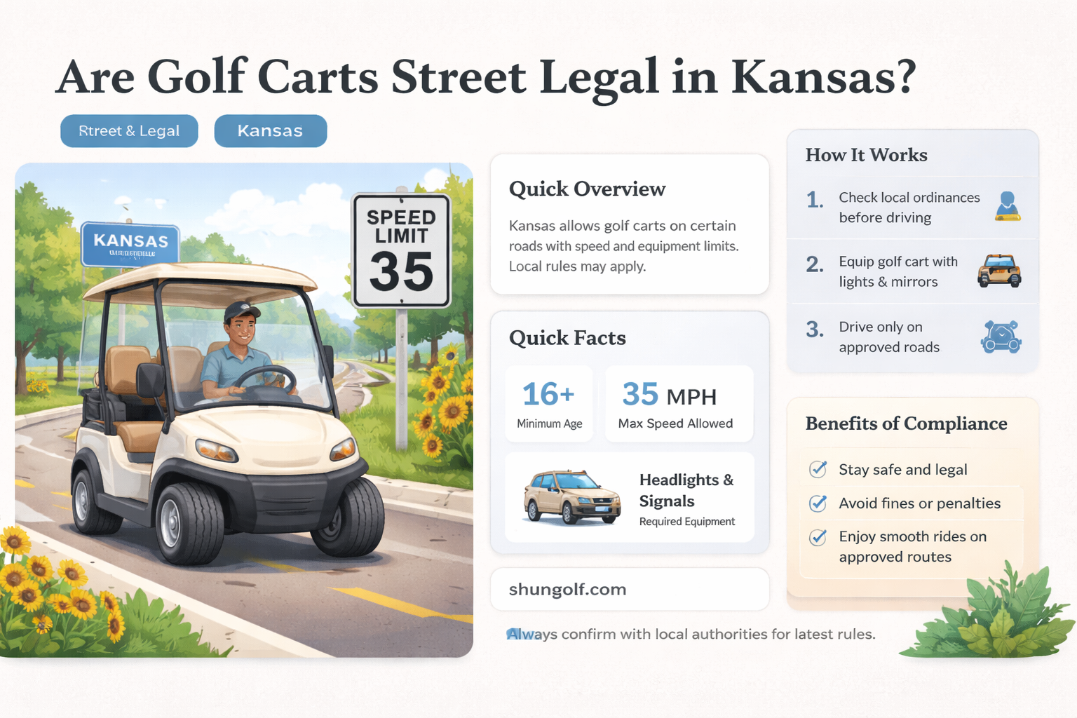 are golf carts street legal in kansas