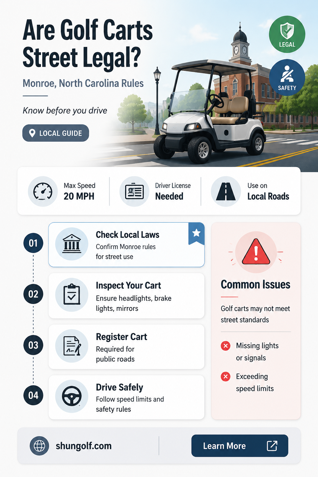 are golf carts street legal in monroe north carolina