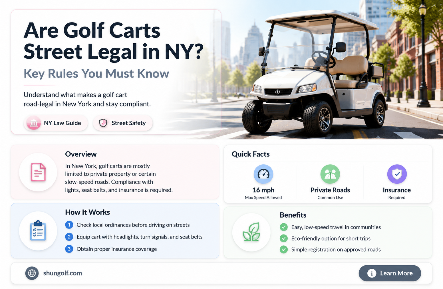 are golf carts street legal in new york