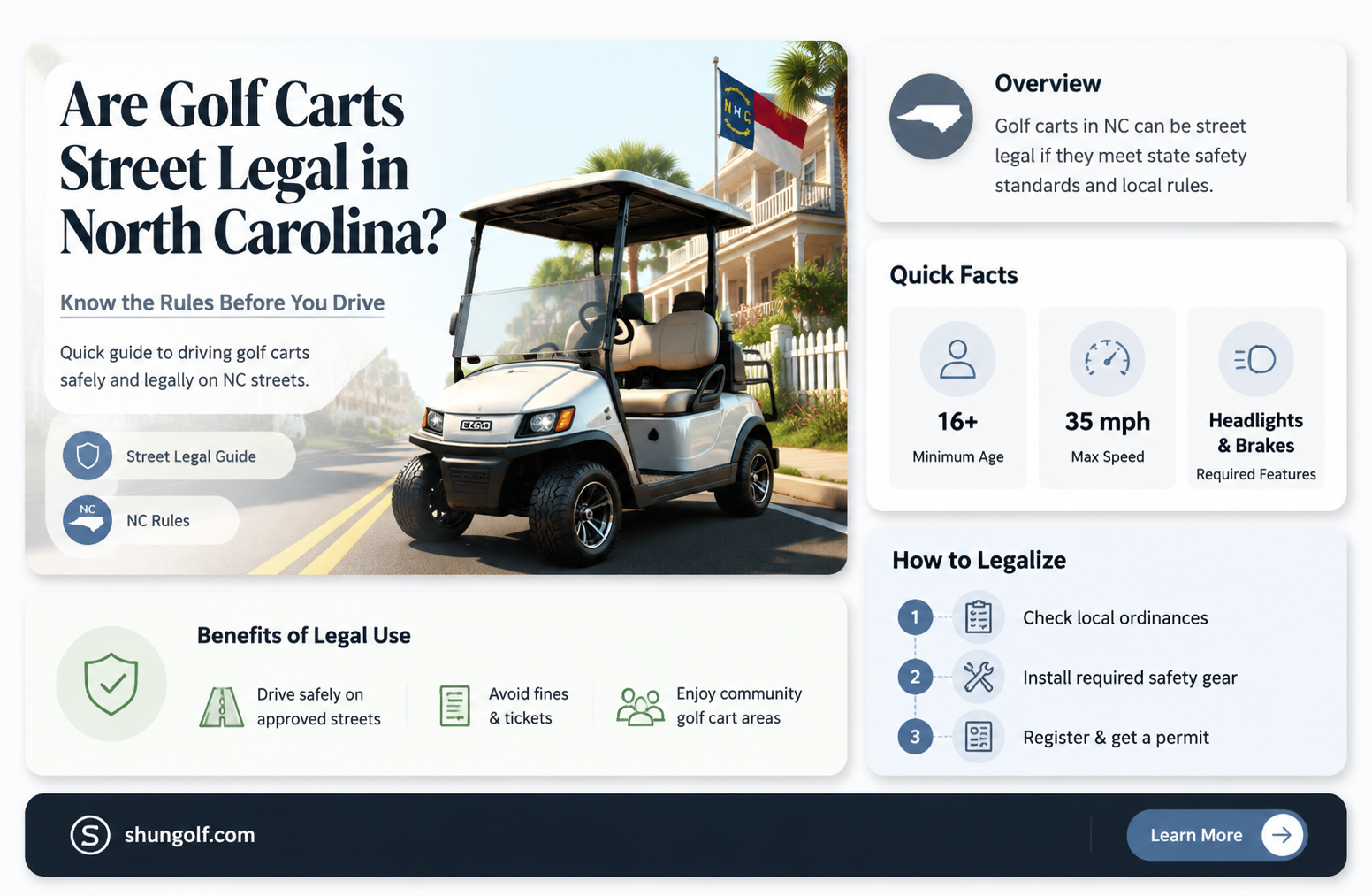 are golf carts street legal in north carolina