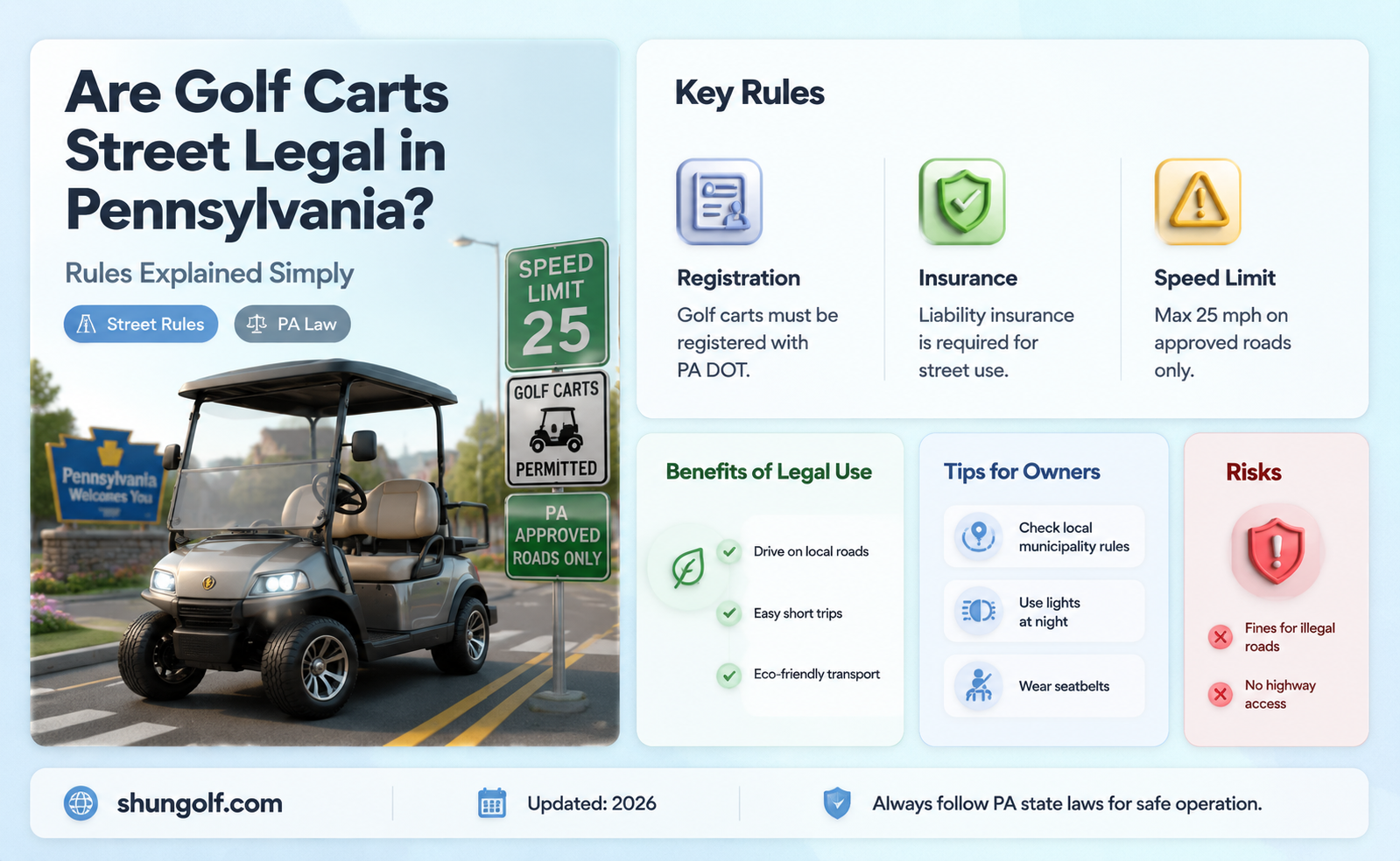 are golf carts street legal in pennsylvania