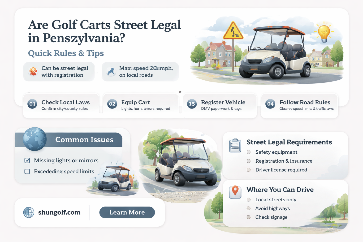 are golf carts strert legsl pa