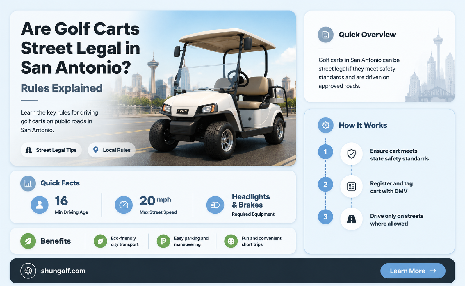 are golf carts street legal in san antonio