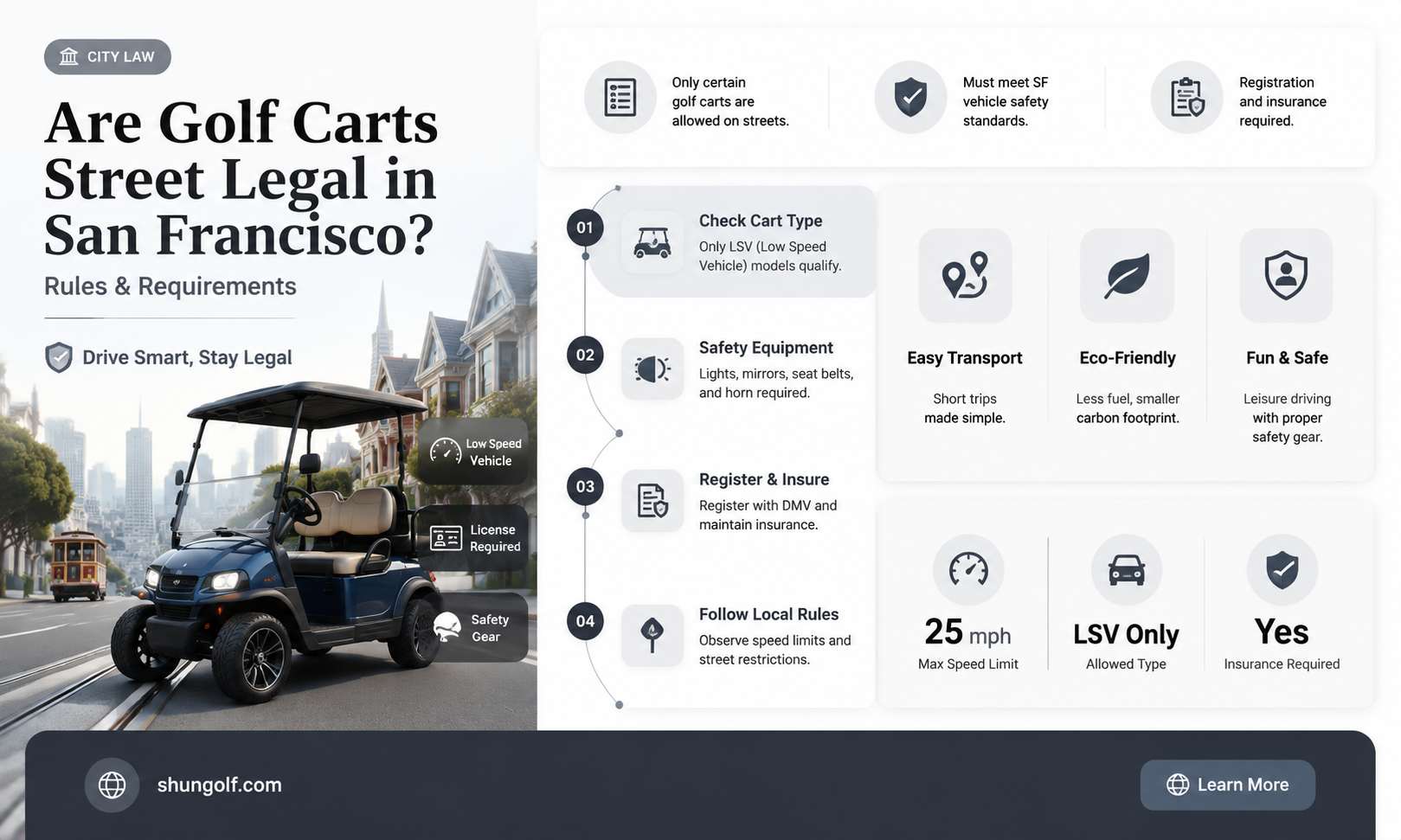 are golf carts street legal san francisco