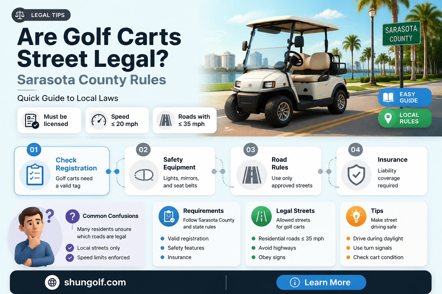are golf carts street legal in sarasota county