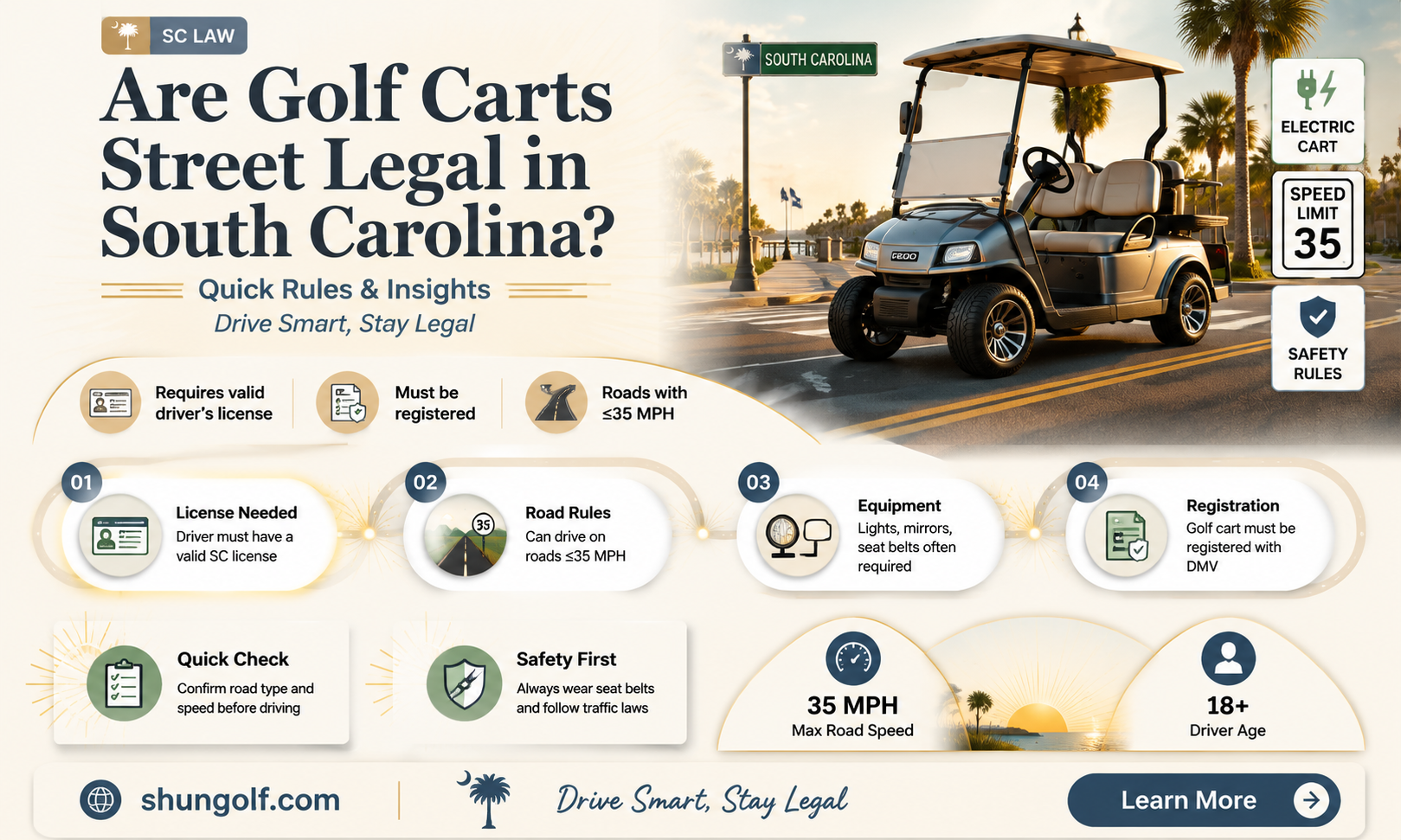 are golf carts street legal in south carolina