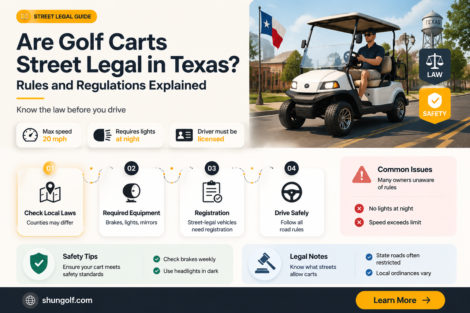 are golf carts street legal in texa