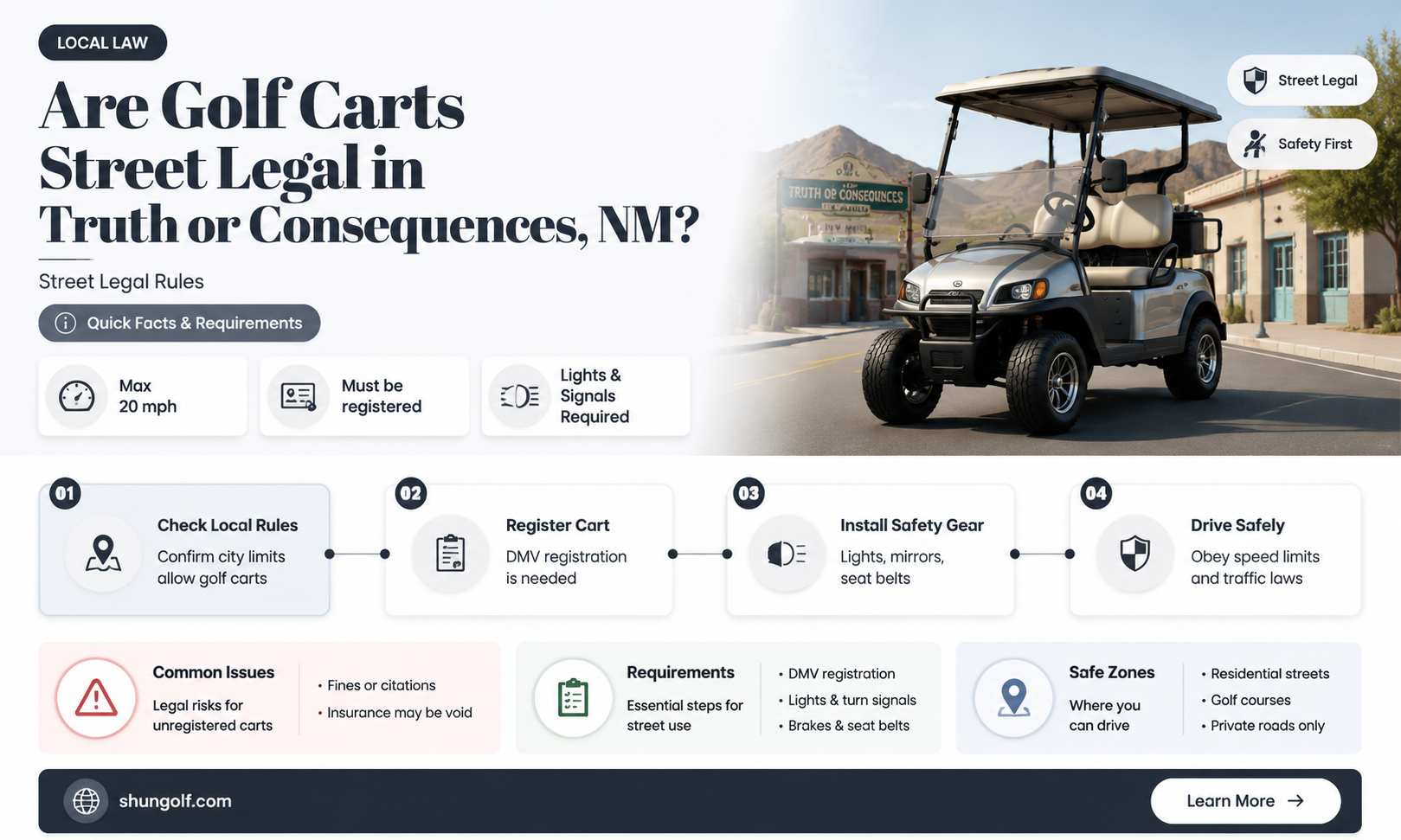 are golf carts street legal in t or c nm