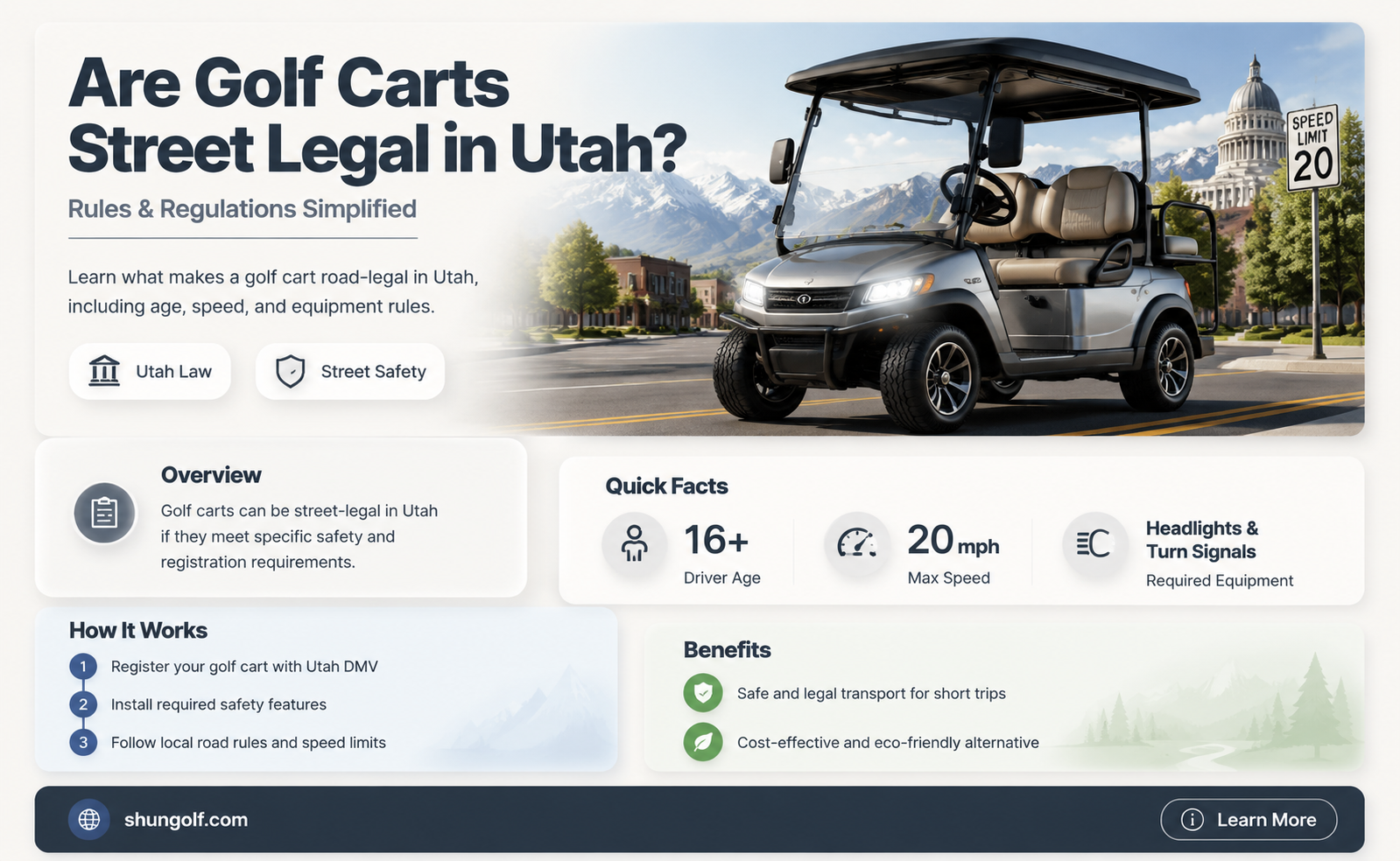 are golf carts street legal in utah