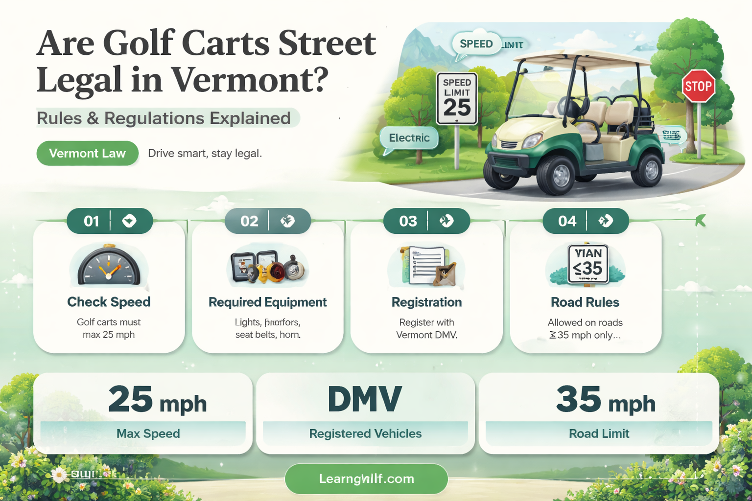 are golf carts street legal in vermont