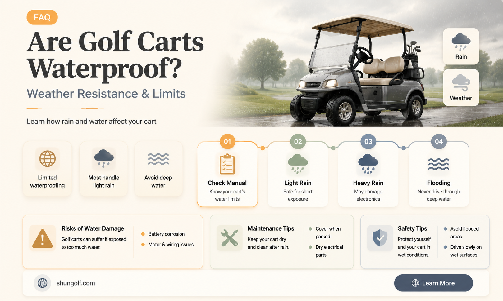 are golf carts waterproof