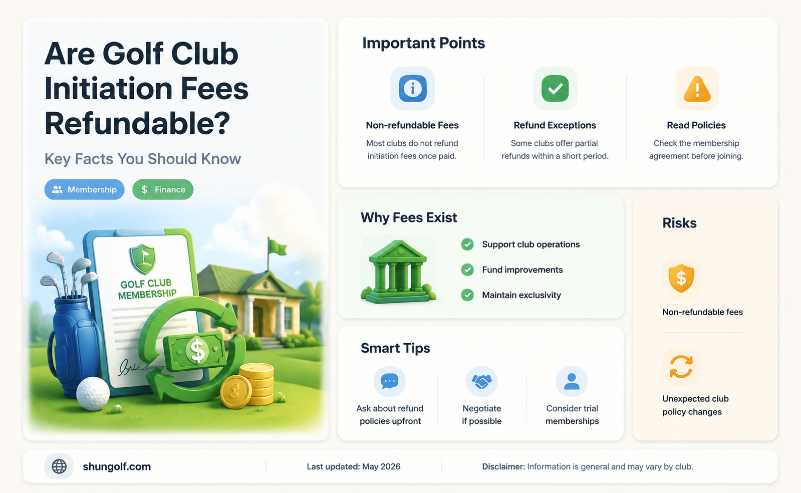 are golf club initiation fees refundable