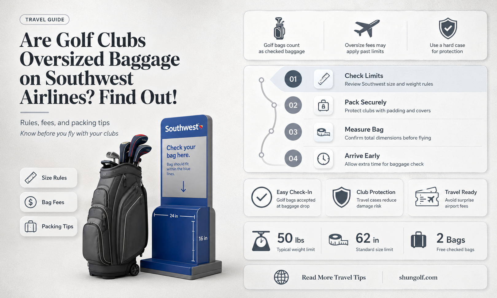 are golf clubs oversized baggage southwest