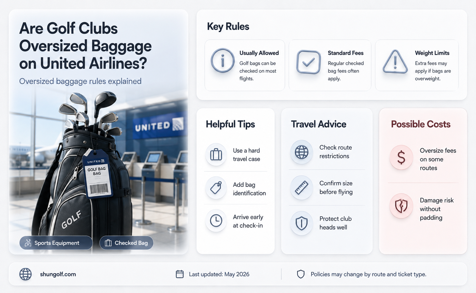 are golf clubs oversized baggage on united