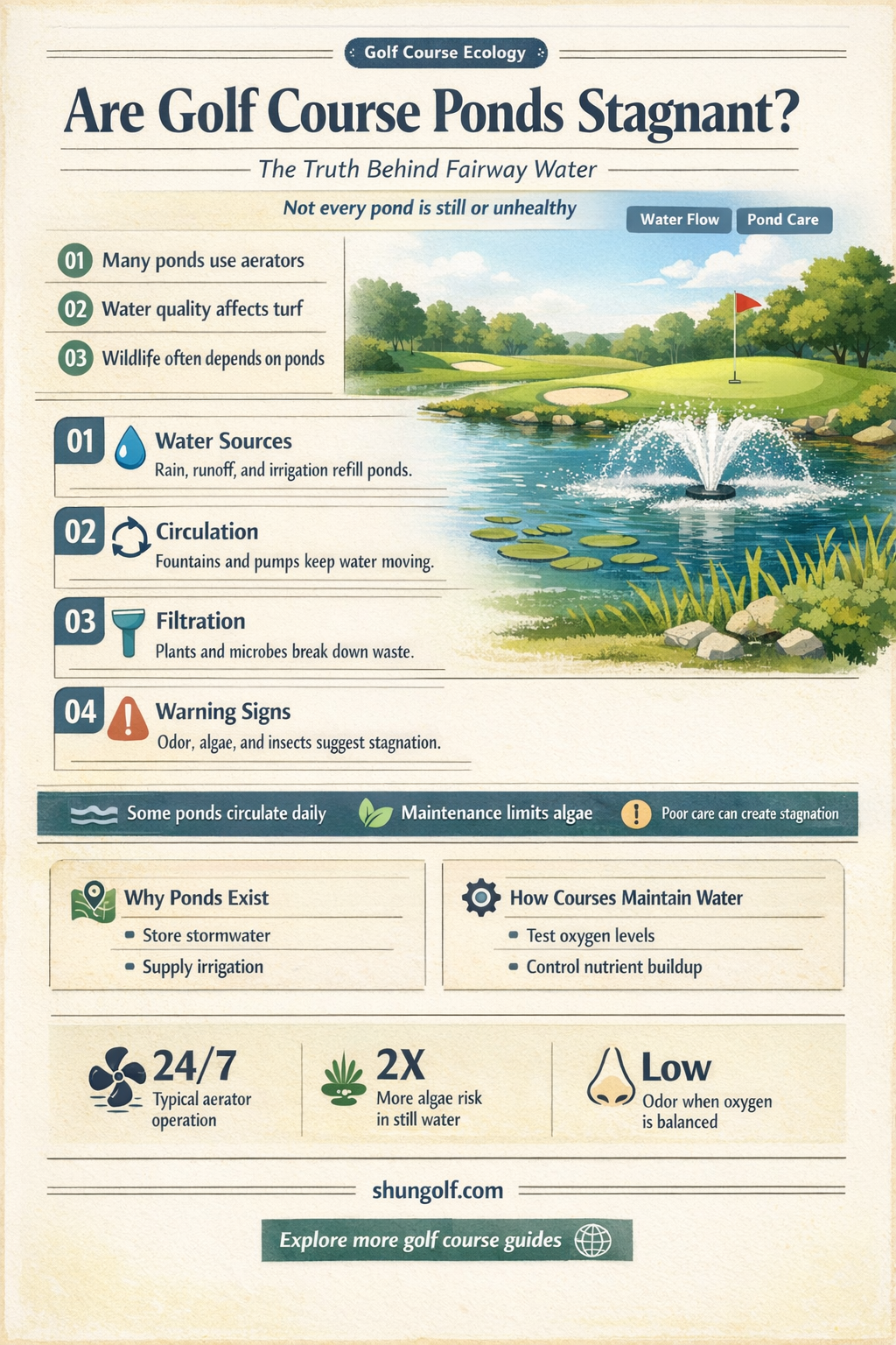 are golf course ponds stagnat