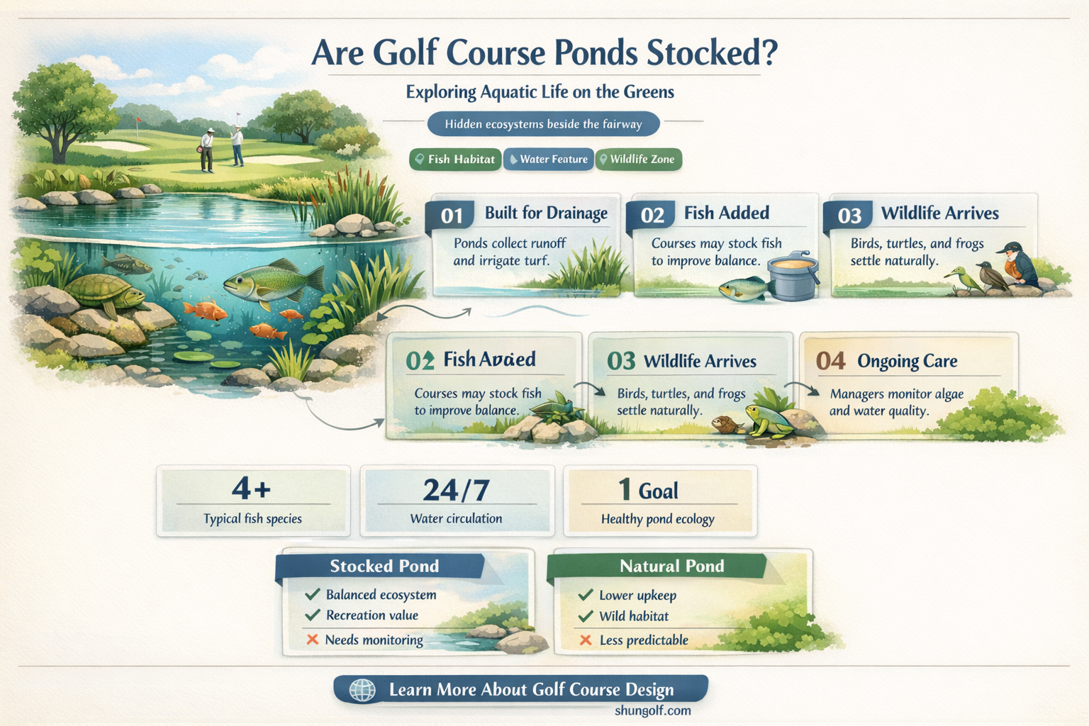 are golf course ponds stocked