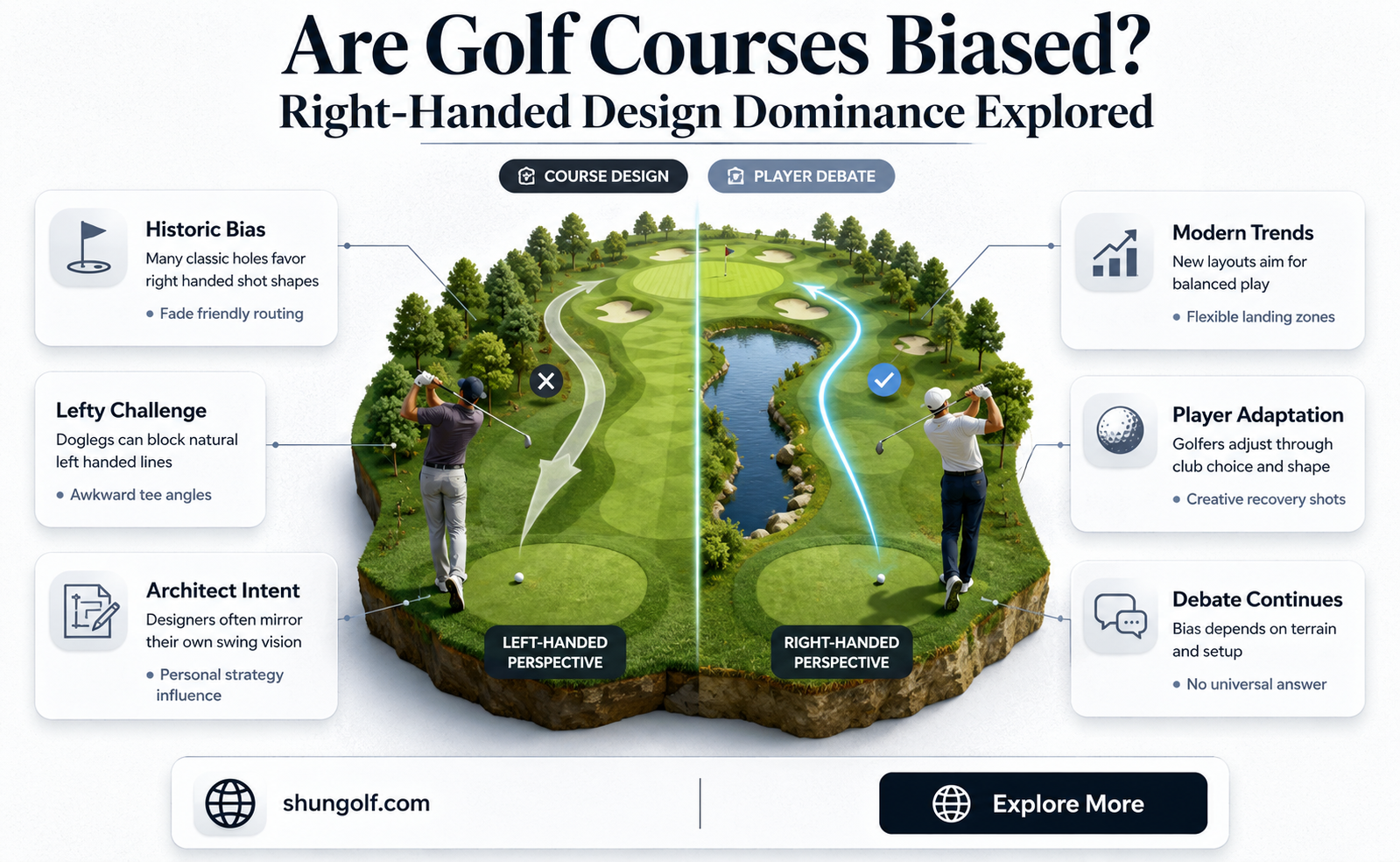 are golf courses designed for right handed golfers