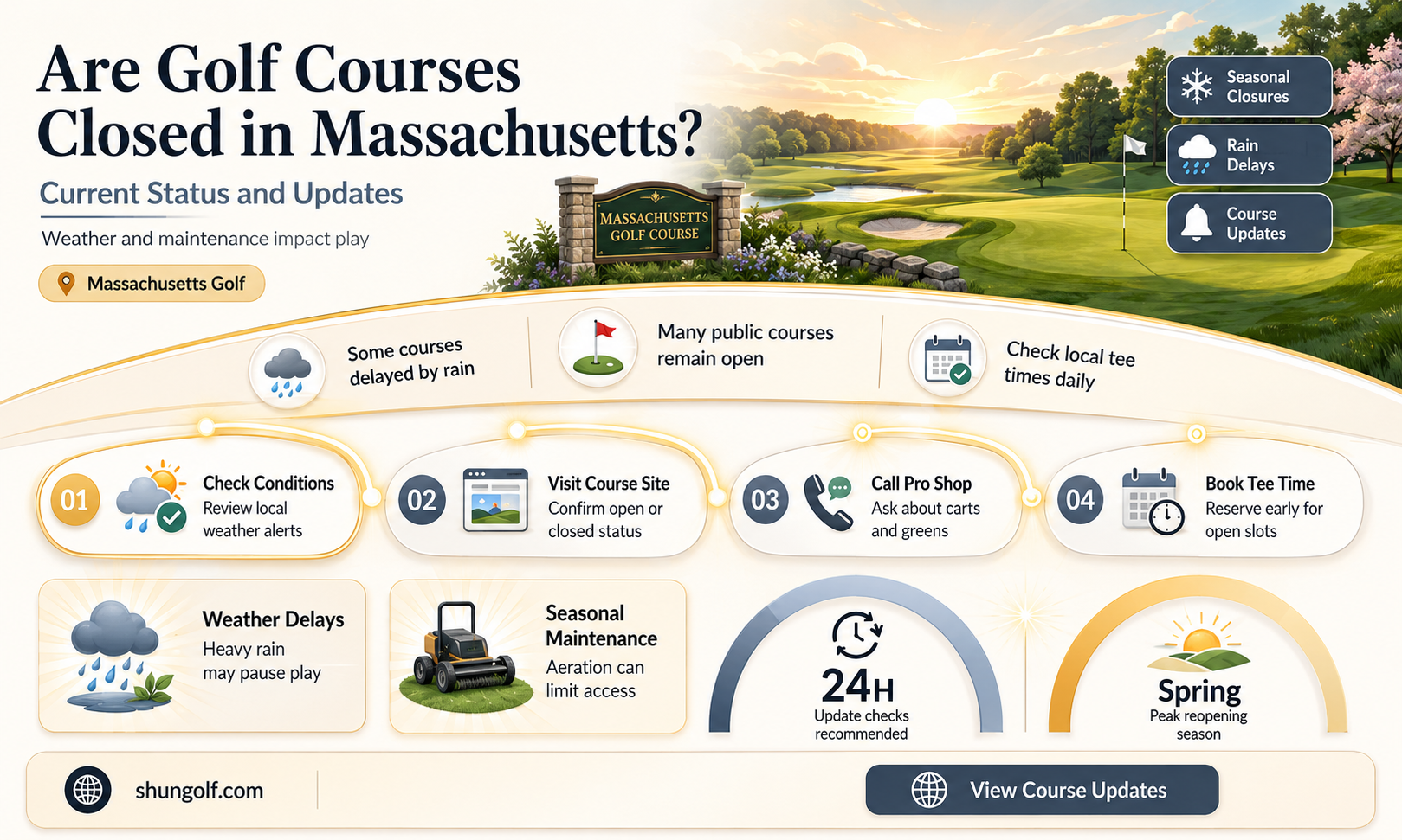 are golf courses closed in mass