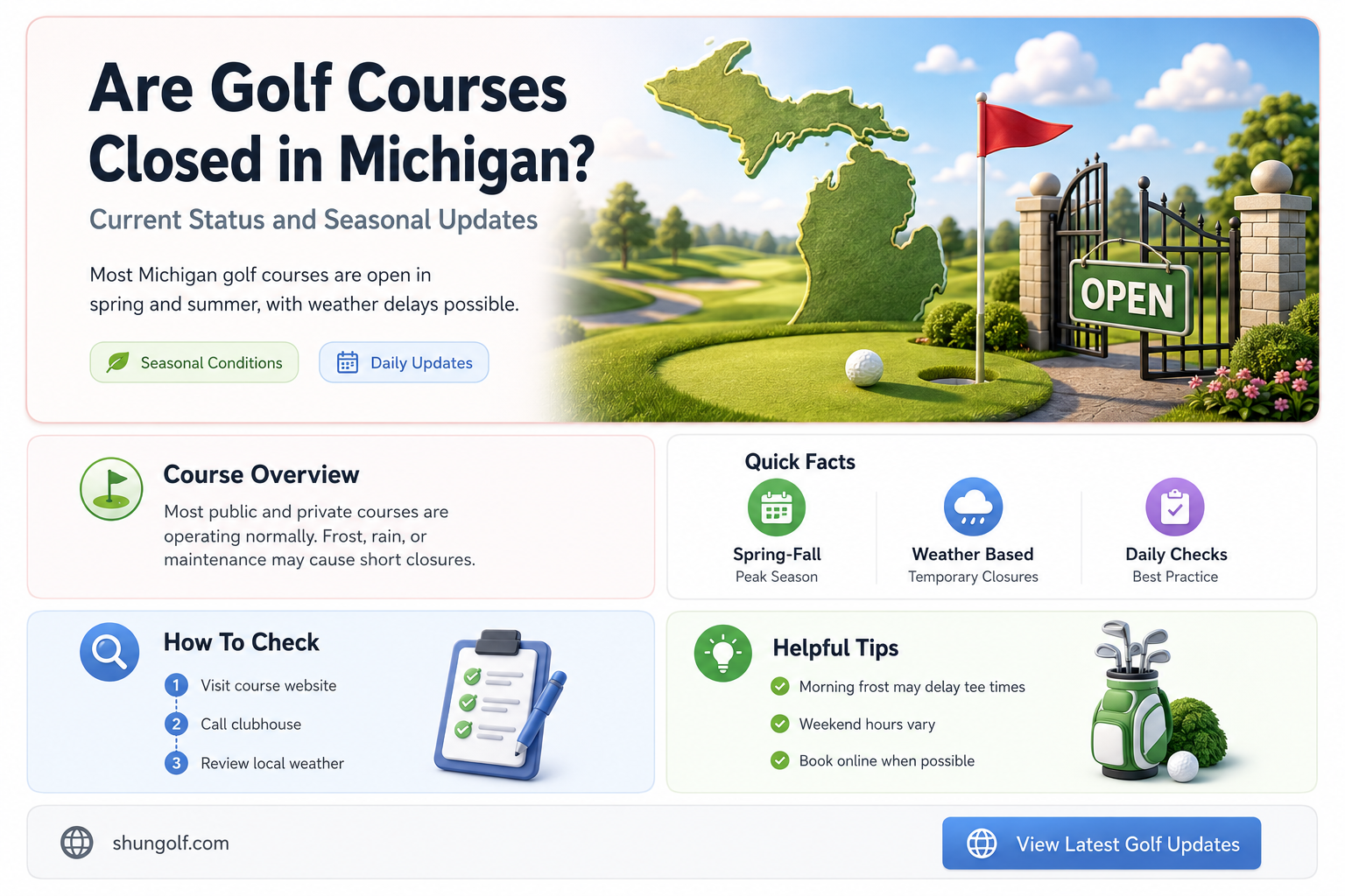 are golf courses closed in mi