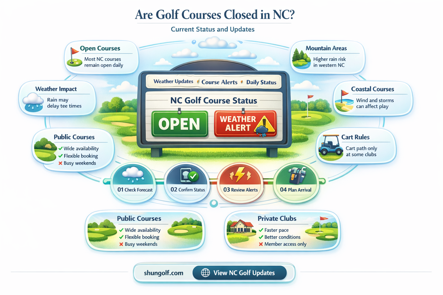 are golf courses closed in nc