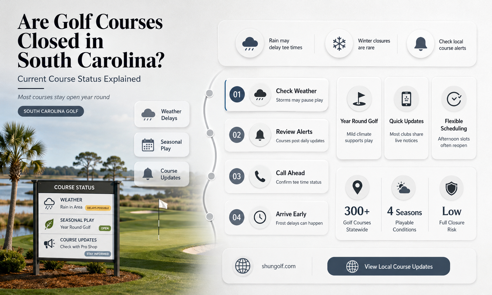 are golf courses closed in south carolina